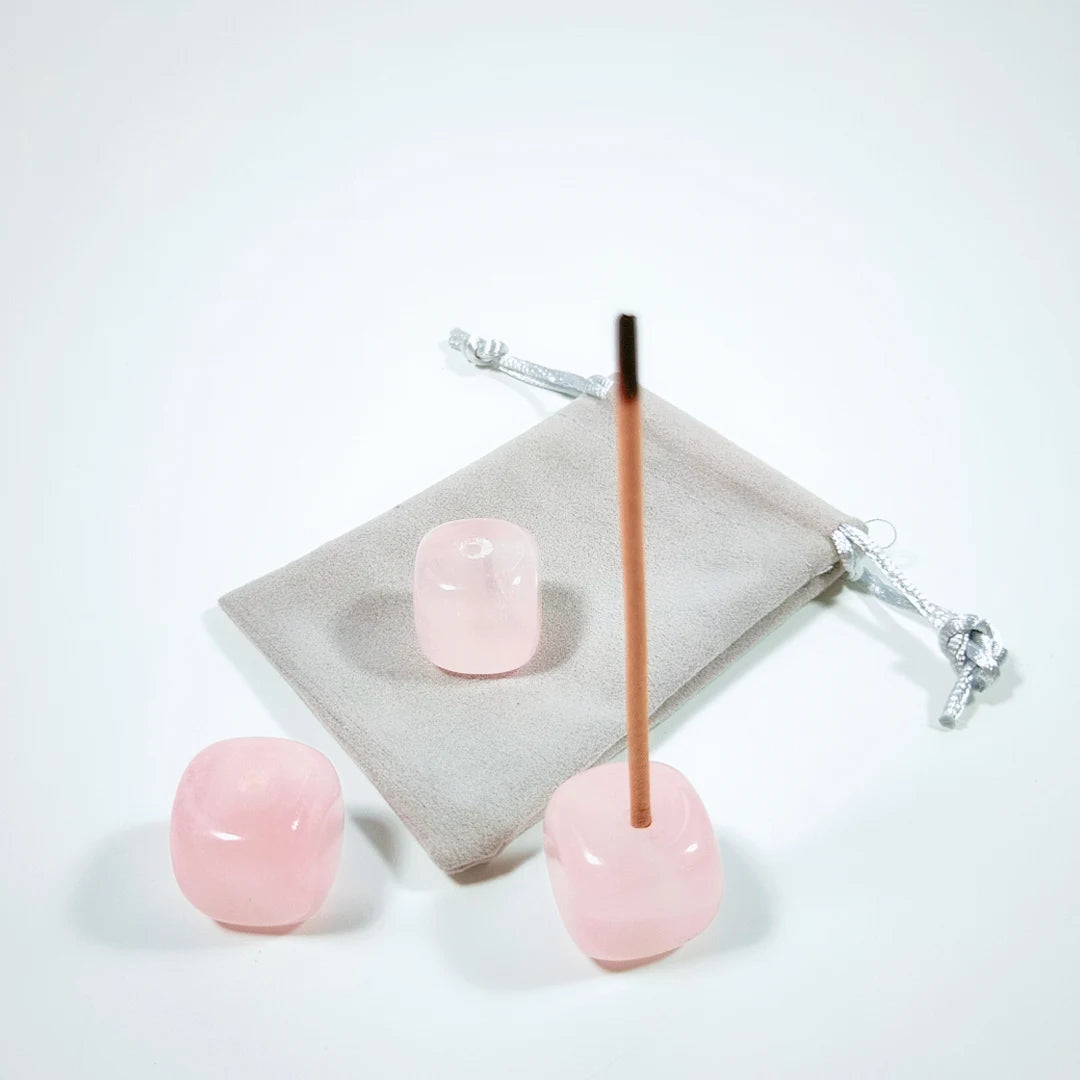 HY HY Good Present Rose Quartz Square Incense Holder Balance Healing Meditation wholesale for decoration
