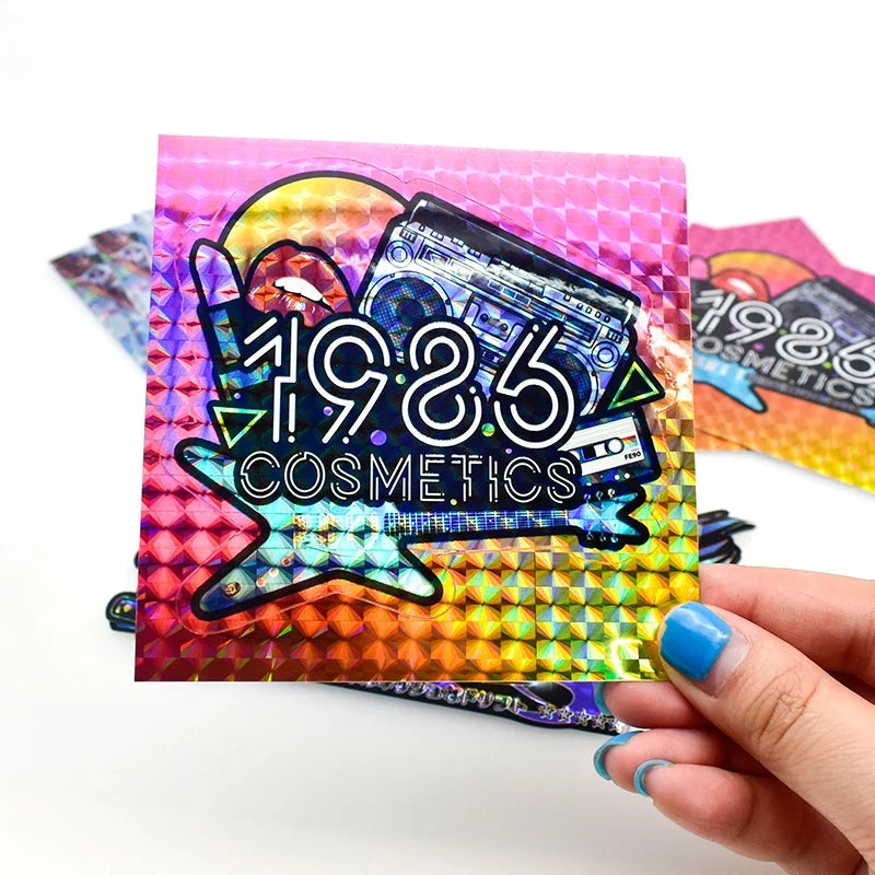 Personalized Custom Holographic Sticker Easy to Peel Kiss Cut Square Holographic Sticker