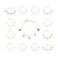 Cute Women's Fruit Chain Bracelet with Cherry Strawberry Green Leaves Diamond Ruby Stones in Heart Shape Tassel Design