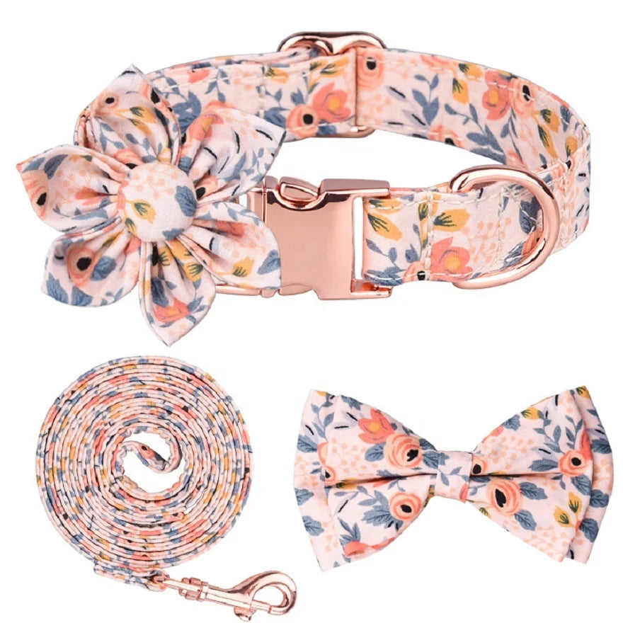 Cross-border Sunflower Pet Collar Pure Cotton Breathable Dog Collar  Printing Collar Pet Supplies