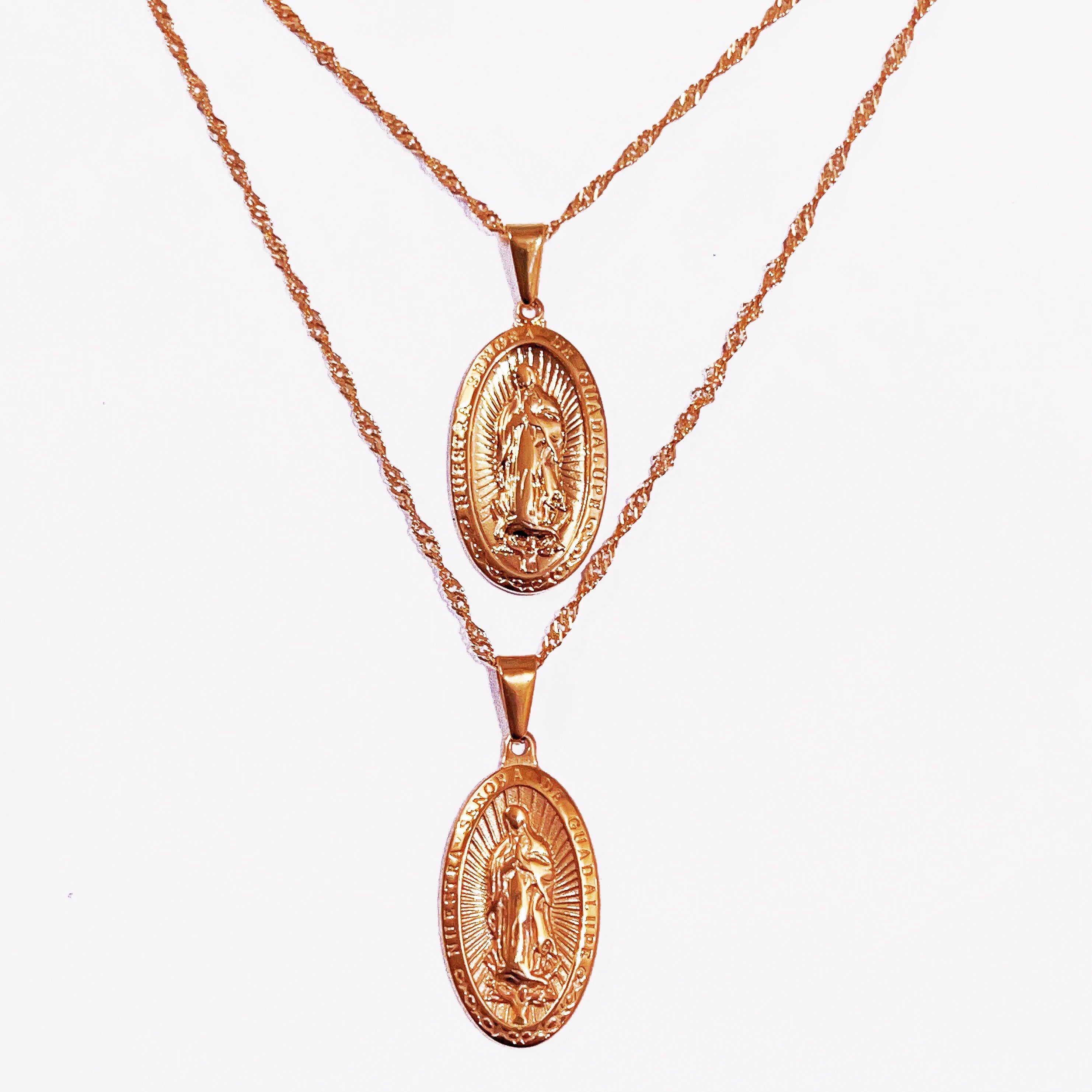 Chic Women Christian Jewelry Cross Jewelry Virgin Mary Miraculous Medal Necklace Our Lady of Graces Guadalupe Pendant Necklace