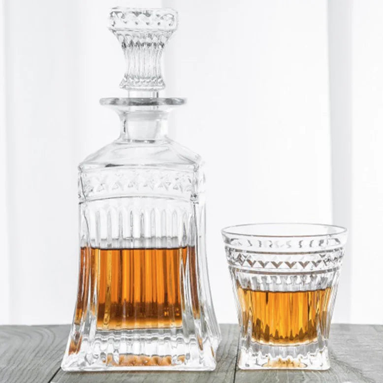 Crystal Clear Square Whiskey Decanter Set