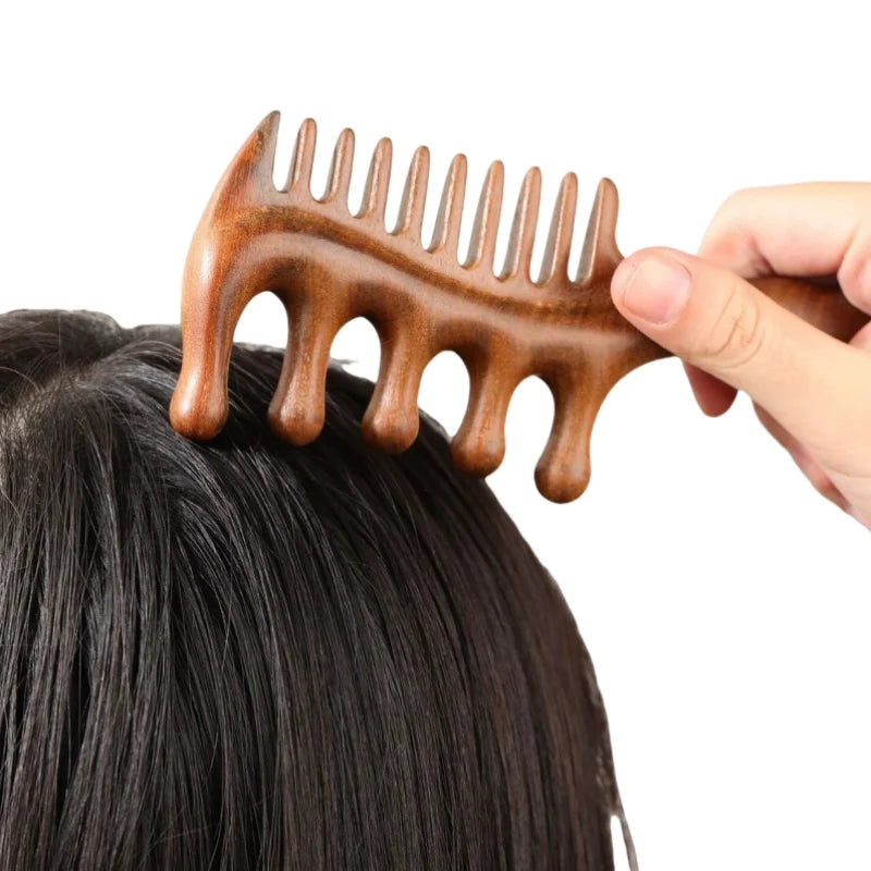 Wholesale Natural Wooden Hair Brush Massage Comb Sandalwood Wooden Massage Comb Gua Sha Massage