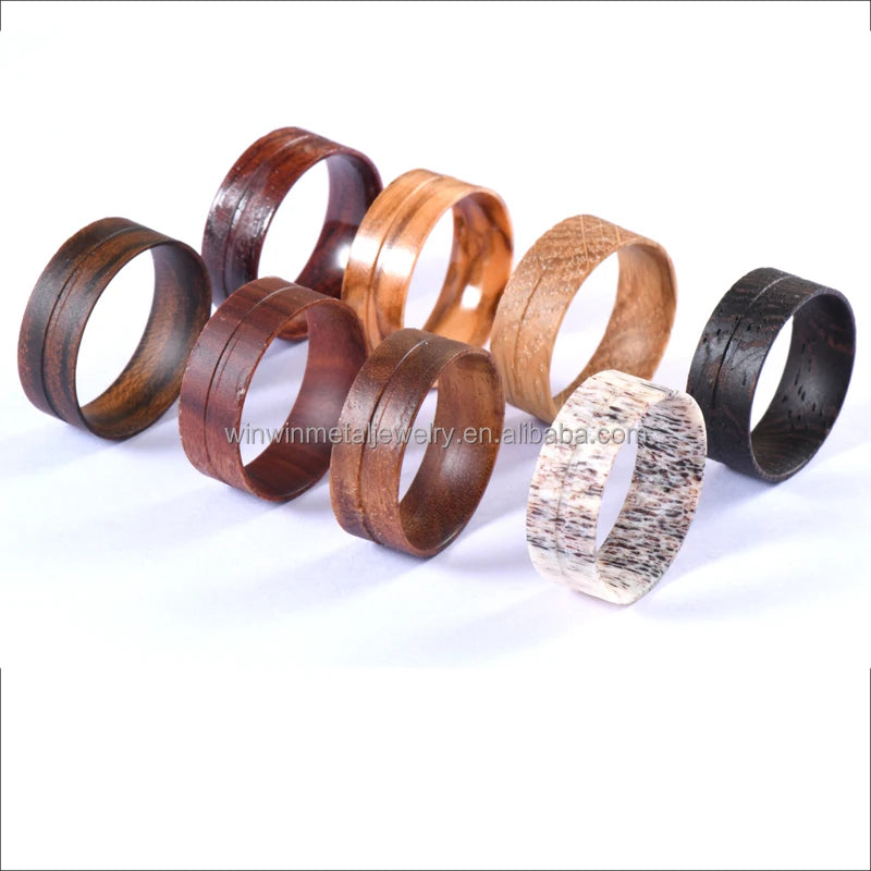 8mm Iron Wood Golden Sandalwood Chicken-wing Wood Koa Wood Unisex Wedding Bands or Rings Core Blank for Inlay Trendy Design