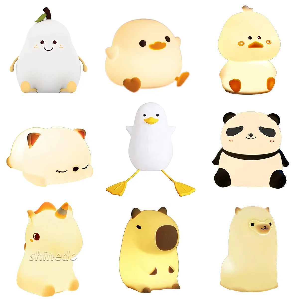 Soft Cute Duck Night Light Bedside Squishy  Silicone Dimmable Rechargeable Stuffed Animal Laying Duck Lamp /Duck Light