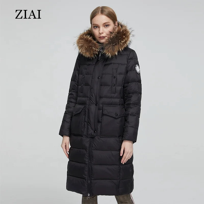 Hot Selling Women Coats Winter and Autumn Plus Size Belt Down Jackets Hooded Puffer Coat With Real Fur Women Winter Coats