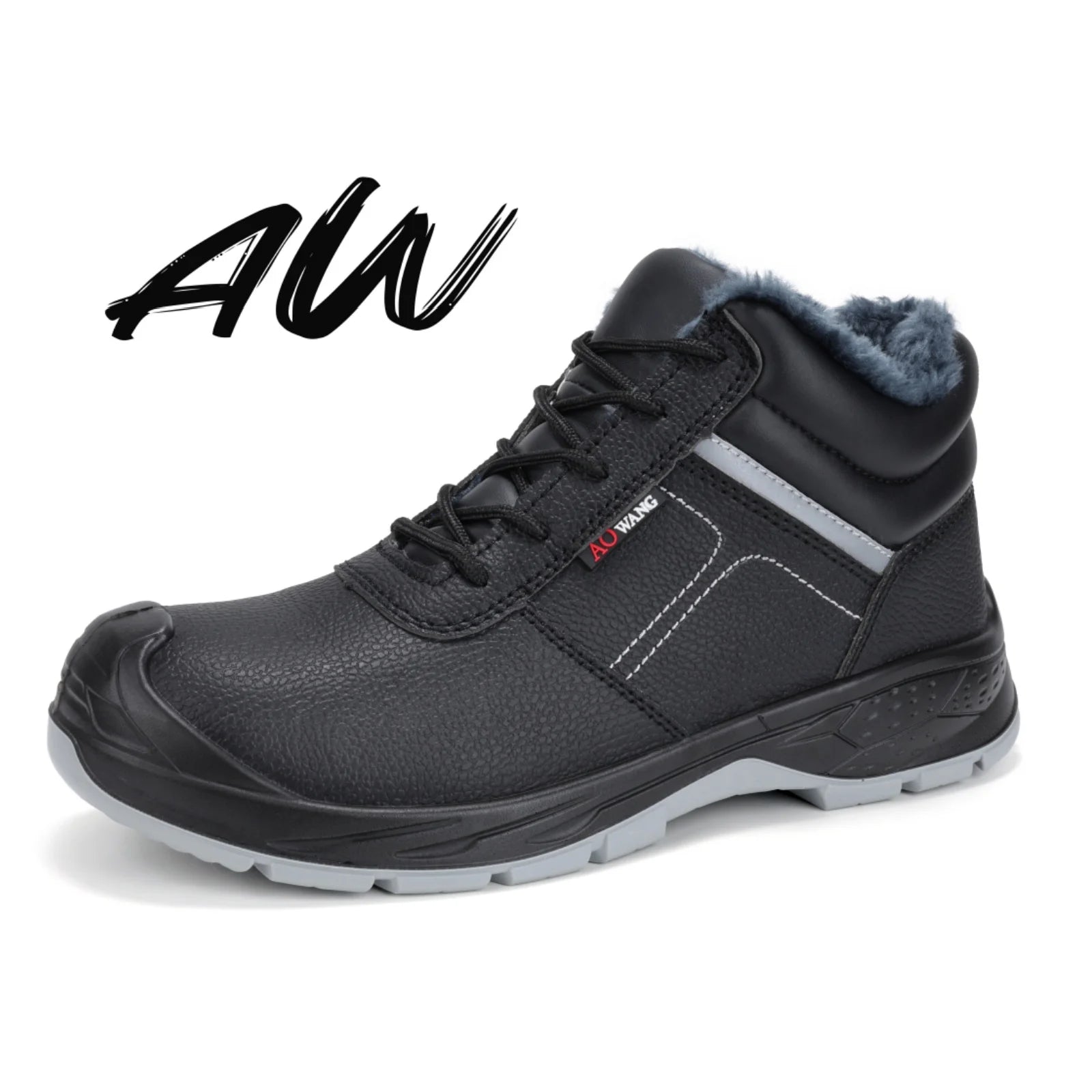 JIANKUN S1P Cold-Resistance Industrial Leather Safety Shoe Men Winter Warm Security Boots Anti-puncture Anti-slip Steel Toe  Cap