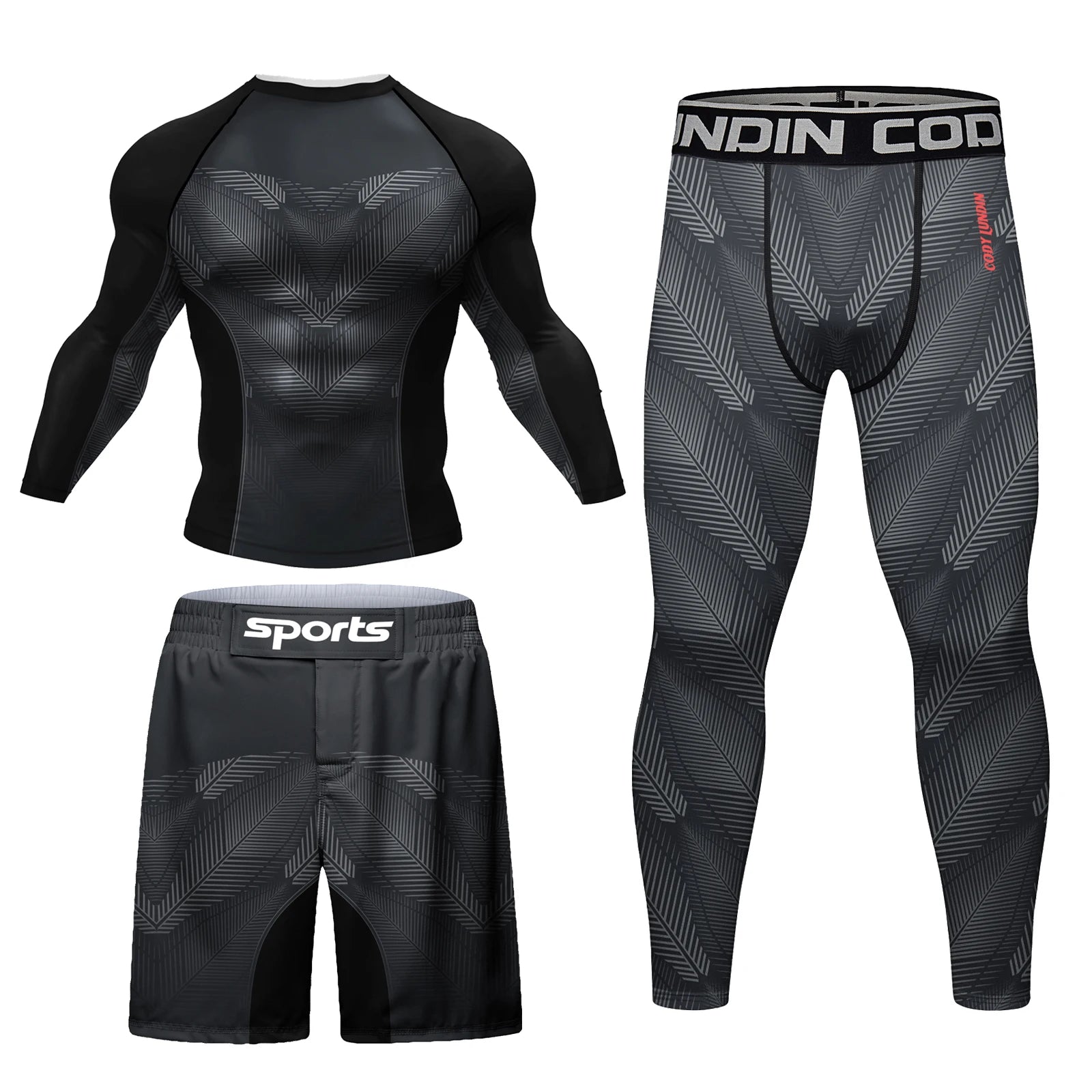 MMA Fightwear Men Sport Suits Rashguard Jiu Jitsu Jerseys Tights Pants Running T Shirt Boxing Sets for Gym Training