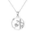 Astrology Halo Women 925 Silver 12 Libra Zodiac Round Pendant Necklace for Women Fine Jewelry Necklace for Girls Birthday Gifts