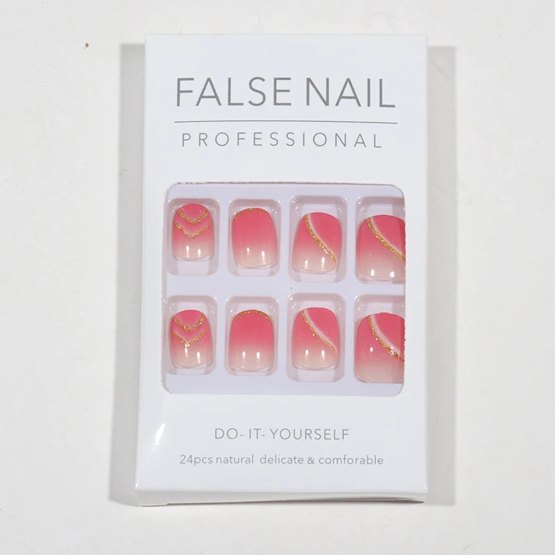 Wholesale Temooi 24Pcs ABS French Design Short Round Cute Glitter Nail Glue for DIY for Finger Application
