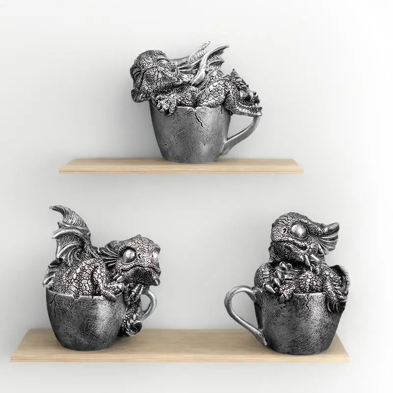 Cute Dragon Cup Ornament DRB015 Mini Dragon Statue Resin Figurine for Desk Home Garden Decoration Gift