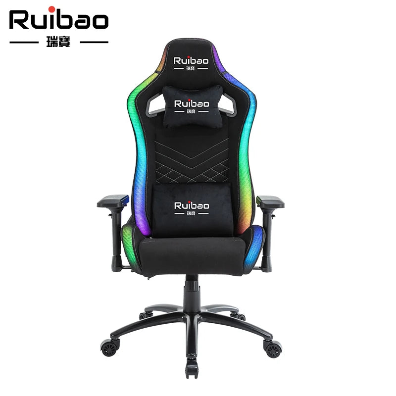 Home Office PU Leather LED RGB Recliner Gaming Chair Adjustable Ergonomic 4D Armrest Revolving Breathable Velvet Convertible