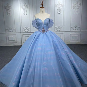 Jancember 1149 Simple Pearls Beaded Off Shoulder Ball Gown Quinceanera Dress