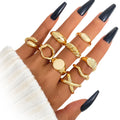 9Pcs/Set Punk Style Spiral Pattern Hollow Ring for Women Jewelry Wholesale