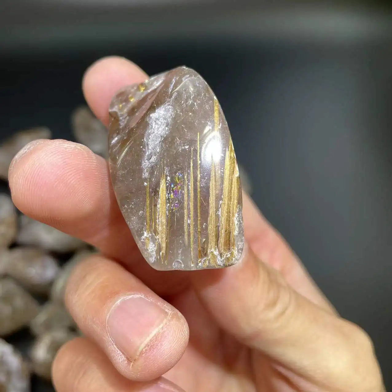 Nature Gemstone Golden Rutilated Quartz Crystal Golden Rutile Tumbled for Healing Decoration