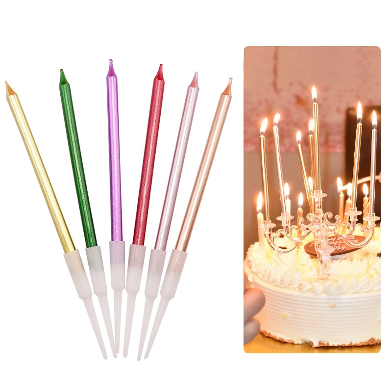 Luxury Metallic Mix Color 90 mm Length Birthday Cake Topper Decoration Candles for Parties MegaBDM