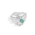 Irregular Concave-Convex Fashion Irregular Texture Crystal Stone  925 Sterling Silver Adjustable Ring