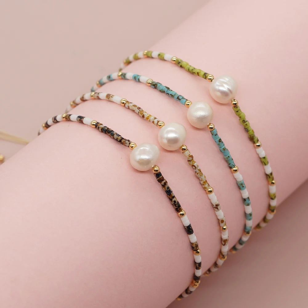 Go2boho Minimalist Tiny Seed Bead Freshwater Pearl Friendship Bracelets for Women Vintage Boho Summer Beach Fashion Jewelry