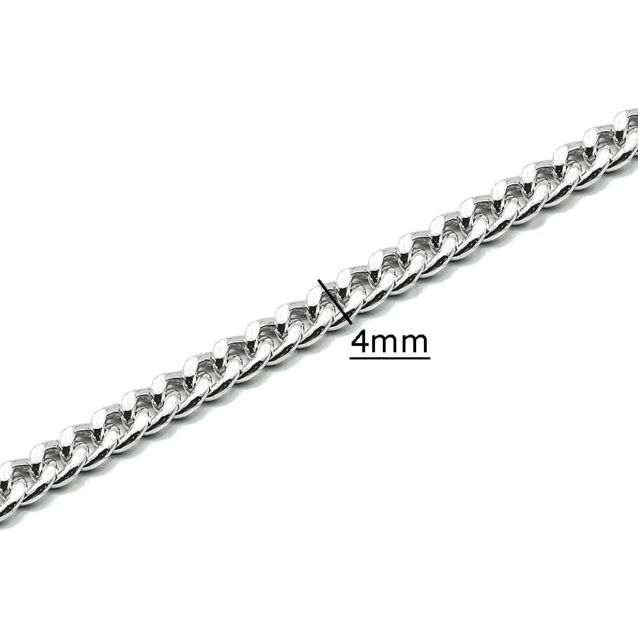 4mm Curb Men Necklace Making Per Meter Sterling Silver Cuban Link Chain Miami Cuban Chain Silver