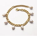 Customized Stainless Steel NK Figaro Chain Bracelet Drop with Natural Fresh Water Pearl Pendants