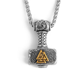 Nordic Design Scandinavian Souvenirs Stainless Steel Norse God Thor Mjolnir Hammer Necklace Viking Jewelry