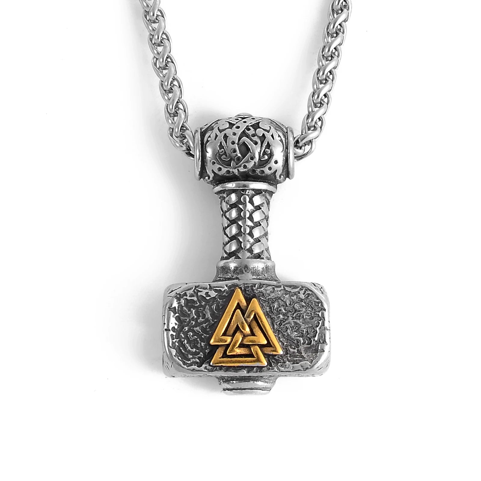 Nordic Design Scandinavian Souvenirs Stainless Steel Norse God Thor Mjolnir Hammer Necklace Viking Jewelry