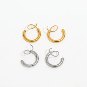 Fenny 18K Gold-plated Wholesale Waterproof&No Fade Personality Designer Dainty Spiral Hoop Stainless Steel Earring for Women