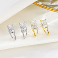 Fine jewelry 925 sterling silver drop shaped square CZ diamond women fashion lava melt stud earrings