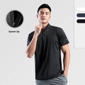 Men's Quarter Zip Turtleneck Active Sport Shirts Knitted Blank Short Sleeve Lightweight Quick Dry Workout Gym Athletic Pullover