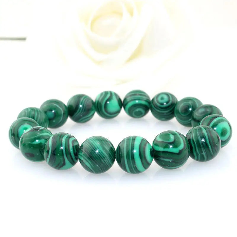 Wholesale Synthetic Stone Green Malachite Round Beads Strand Bracelet for Jewelry