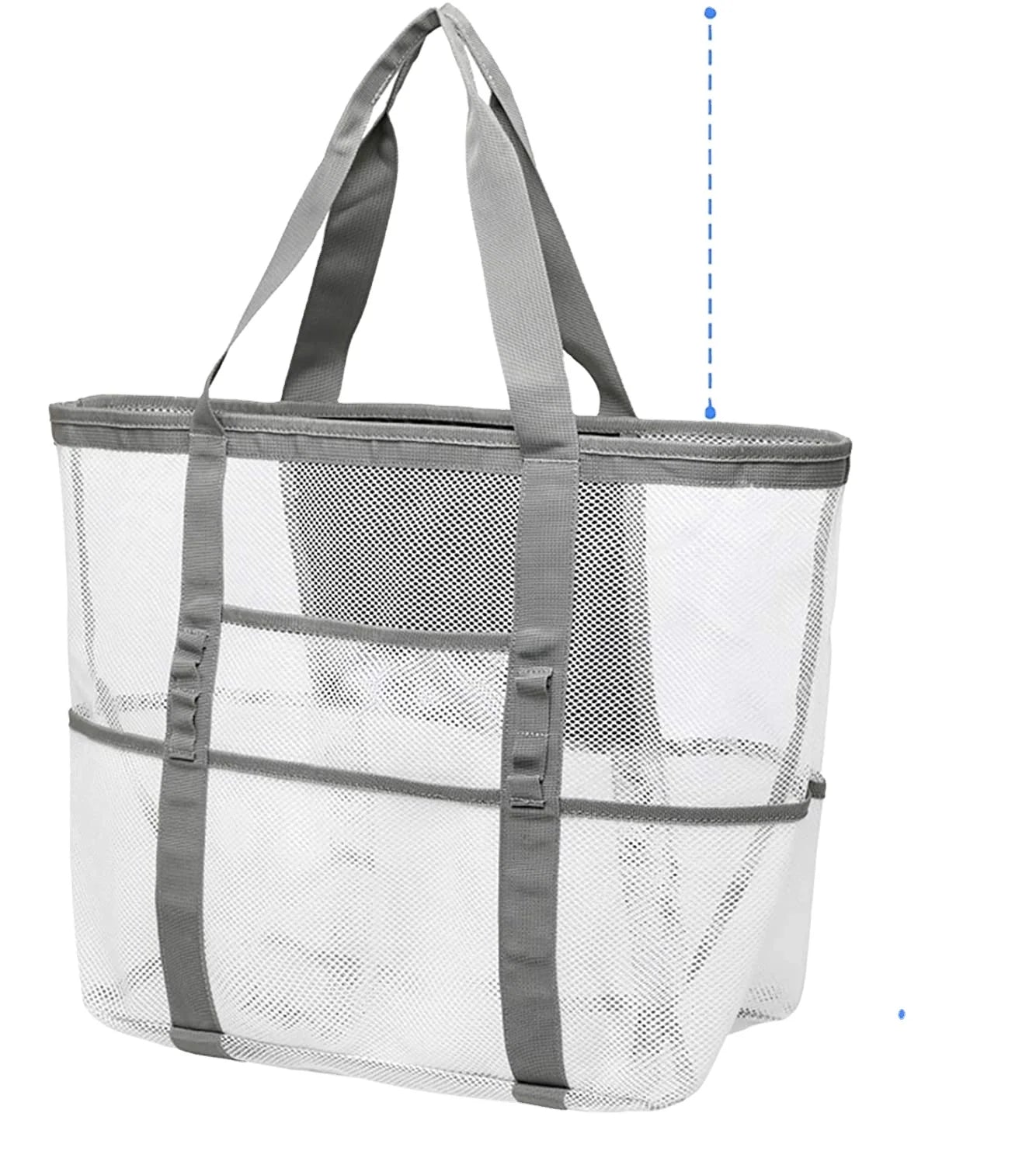 Customer Beach Bag Women 9 Pockets Lightweight Transparent Mesh Beach Bag Large Capacity Tote Bag