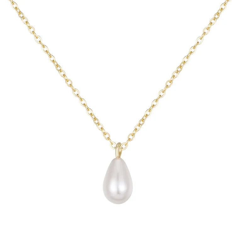Chic Gold Plated Sterling Silver Pearl Necklace S925 Sterling Silver White Baroque Pearl Pendant Necklace