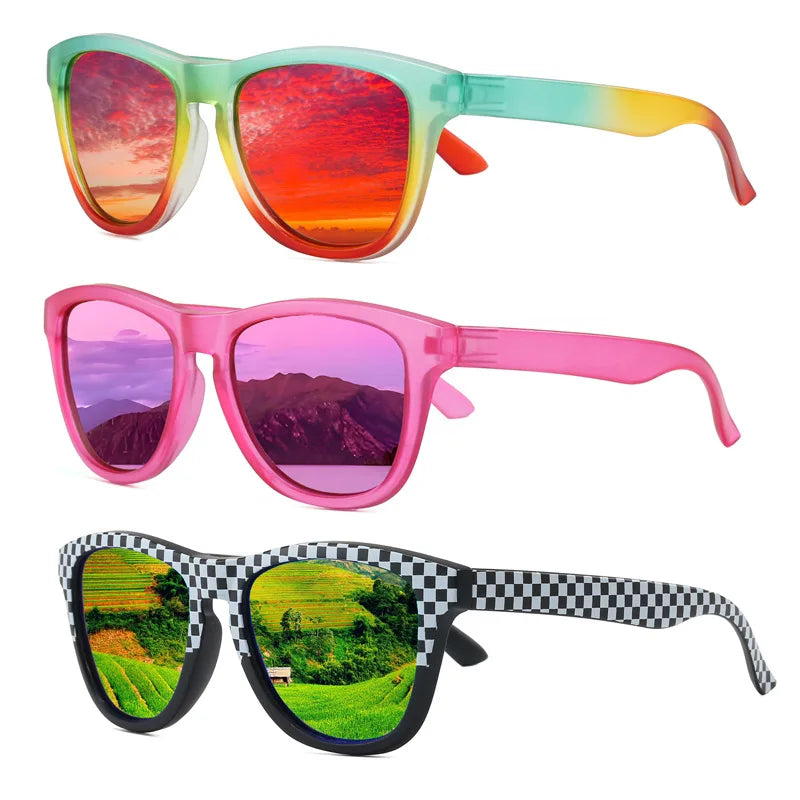 Custom Mirror Lens Fashion Cheap Sunglasses Women Men Promotion UV400 Unisex Sunglasses Promotional Sunglasses logo Variegated