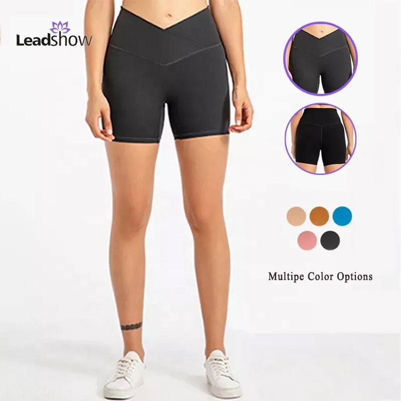 Custom Sport Woman Gym Athletic Compression Cycling Jogging Tight Shorts Female V Waist Yoga Workout Bike Sweat Shorts for Women