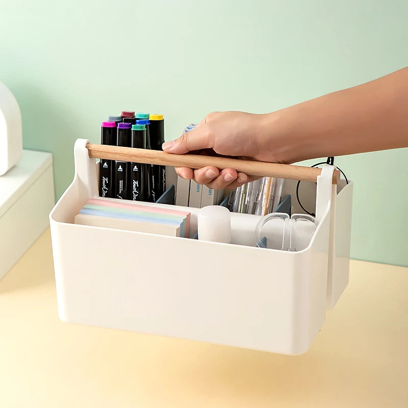 Multi-Functional Portable Cosmetics Storage Box with Handle Novel Desktop Stationery Sundries Storage Case Makeup Organization