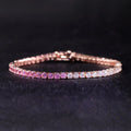 Gradient Pink Tennis Bracelet 925 Silver Pink Lab Grown Sapphire & White Moissanite Silver Rose Gold Plated Tennis Bracelet
