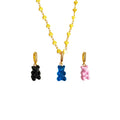 Real Gold Plating Copper Colorful Resin Teddy Bear Pendant Charm for Women Necklace