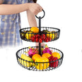 Kitchen Fruit and Vegetable Storage Countertop Two Tiered Metal 2 Tier Fruit Basket Stand