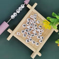 1000pcs 5*7mm Alphabet Beads White Flat Round White Acrylic Letter Beads for Bracelets Jewelry Making Name Keychains