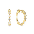 Nagosa Fashion Jewelry 18k Gold Plated Vermeil 925 Sterling Silver Geometric Opal Cubic Zirconia Huggie Hoop Earrings