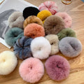 Fashion Autumn and Winter Real Rex Rabbit Hair Colorful Plush Hair Loop Simple Women Headwear Ponytail Elastic Headband