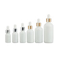 Eye White Porcelain Glossy Glass Dropper Bottle Pipette 5ml to 100ml Empty Essential Oils for Skin Care Serum Gold Lid