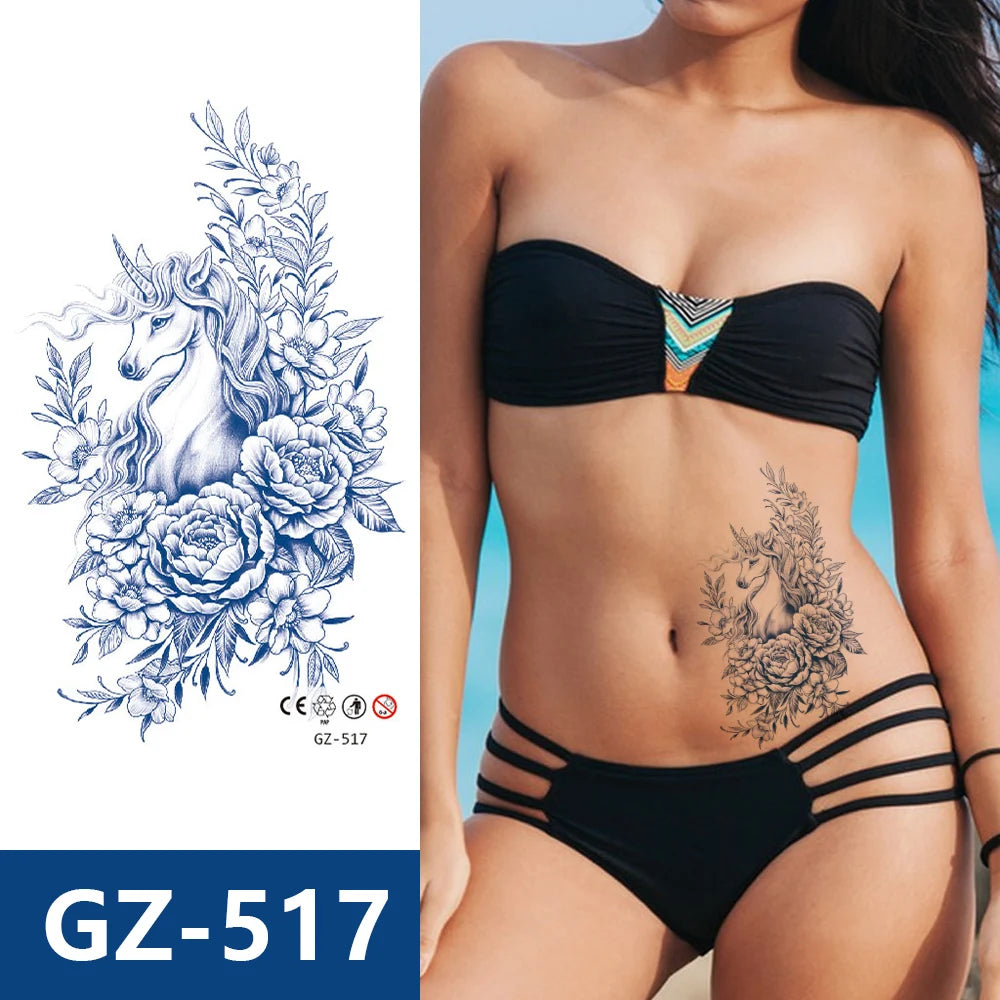 Semi Permanent Waterproof Temporary Tattoo Stickers Long Lasting 1-2 Weeks Deep Black Juice Tattoo Sticker