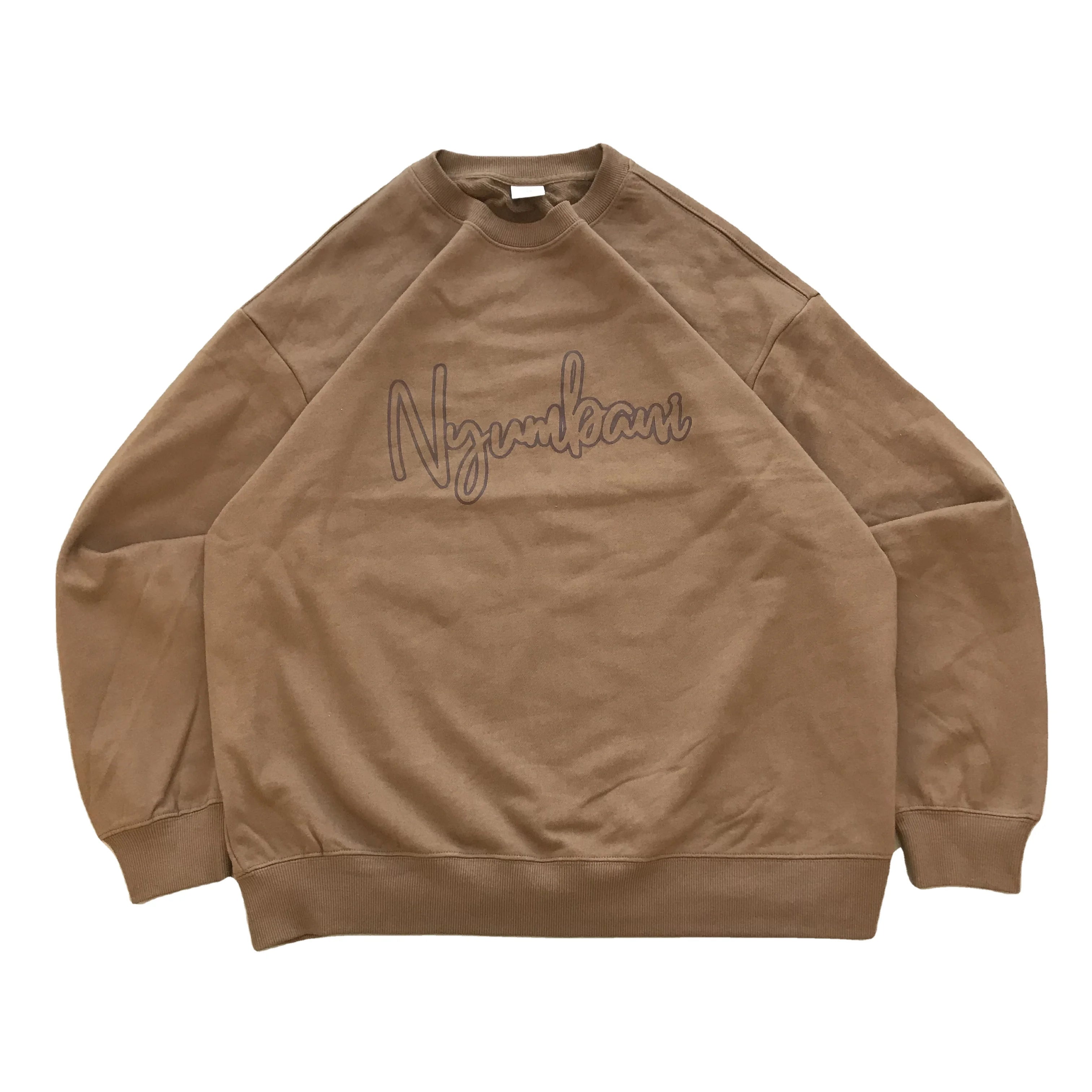 350 GSM French Terry Soft Heavyweight 100 Cotton Crewneck Oversized Sweatshirts for Men Custom Screen Printed