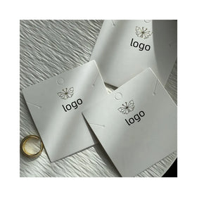 Custom Personalized White Holder Packaging Card Thank You Card Swing Hang Tag Paper With Logo for Necklace Jewelry