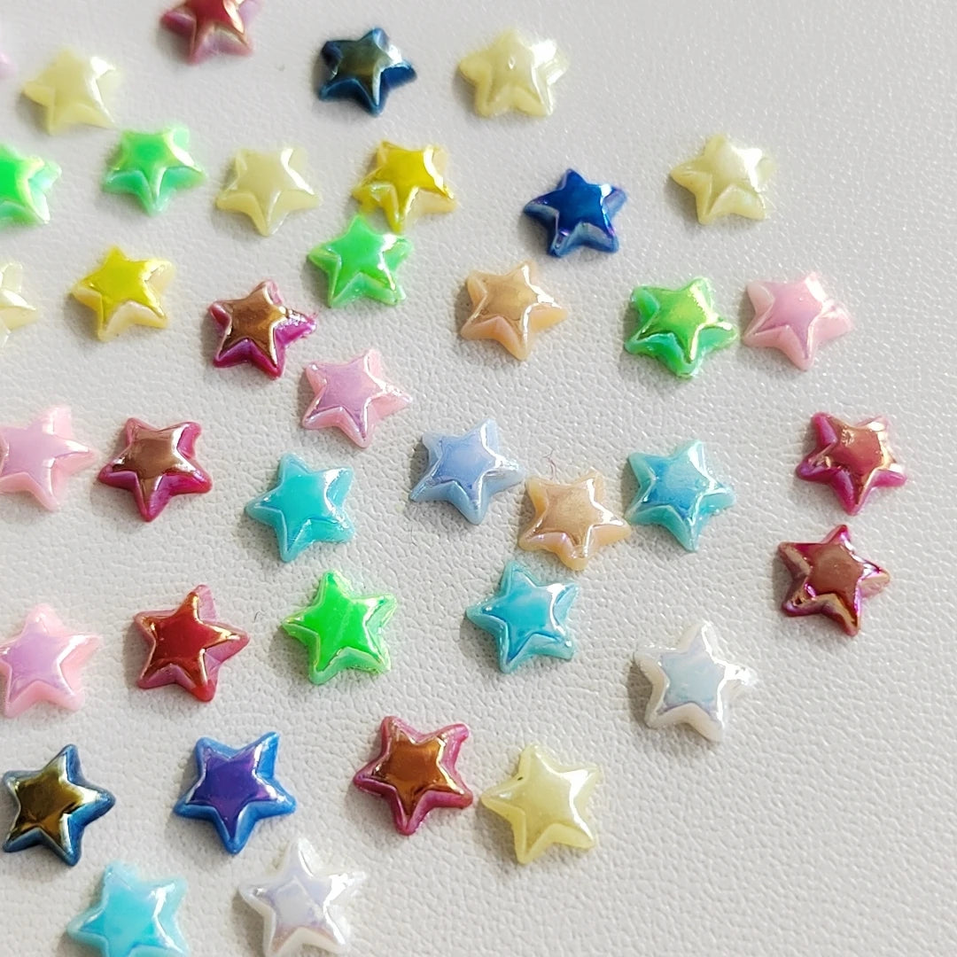 6mm Rainbow Coating Star Flatback Pearl Embellishments Scrapbooking Confetti DIY Crafts Winter Christmas Cardmaking Nails Charms