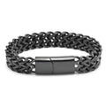 Men Trendy Double Layers 18K Gold and Silver and Black Colors High Quality Stainless Steel Chain Bracelet for Wear
