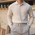Premium Men's Long-Sleeve for  Shirts Customizable Ribbed Knit Collar Business Style with Anti-Shrink Feature for Autumn