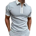 Men's Summer Business Casual Shirt Breathable Zip-up Lapel Short Sleeve Solid Color Custom POLO Shirt