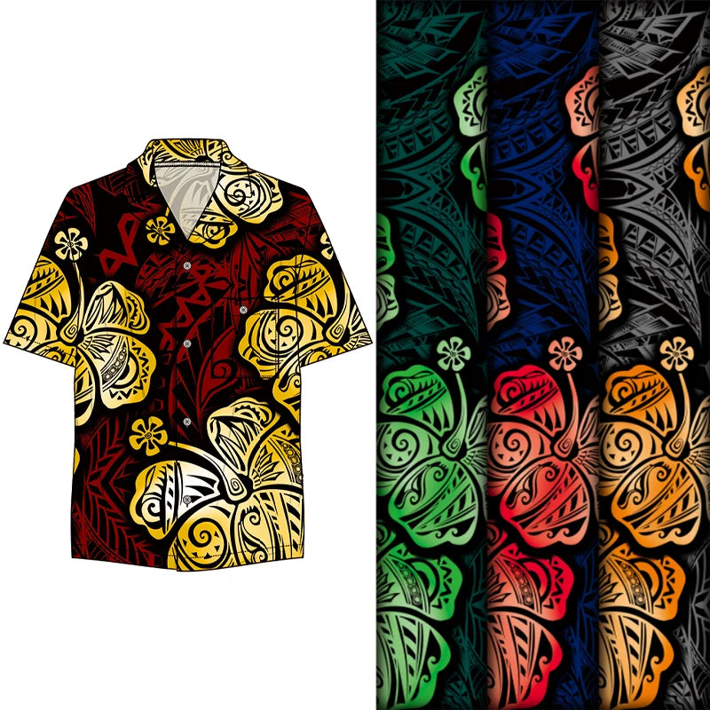Hawaiian Shirts Beach Summer 100% Polyester Print Fabrics Aloha Print Shirts Custom Design for Men Dress for Woman